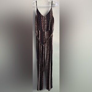 Forever 21 Black Navy and Red Patterned Jumpsuit